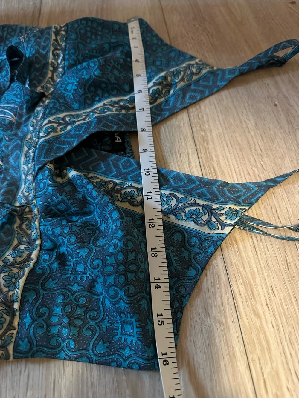 CELINA- Bohemian Teal V-Neck Maxi Dress with Tie Front - Picture 7 of 8
